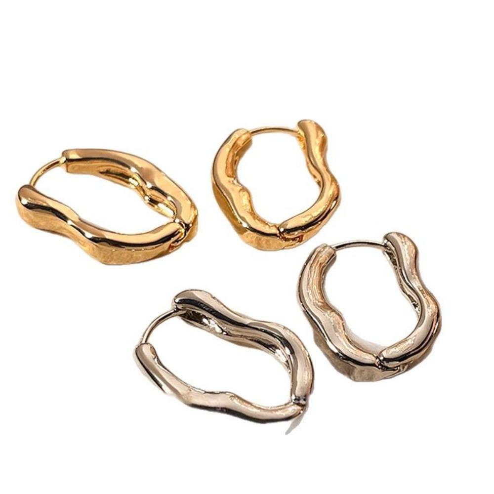 Korean Metallic Simple Geometric Earring for Women 2025 Fashion New in High-end Unique Hoop Earrings Simple Girl Accessories