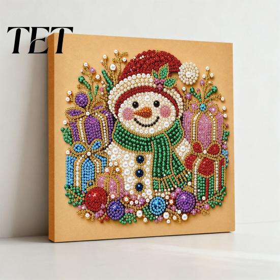 Seasonal Handmade Wall Decor Christmas Faux Pearl Art Kit, DIY Santa Tree Painting Creative Home Decorations 3D Holiday Craft Kit for Adults,