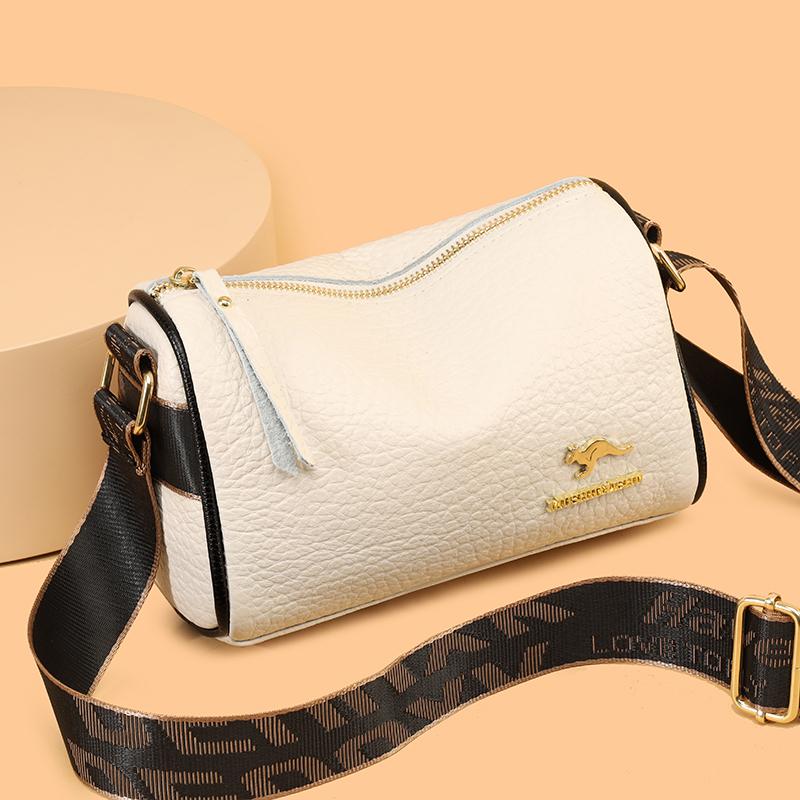 Luxury Cylinder Shoulder Bag Fashion Crocodile Pattern Genuine Leather Women Handbags Large Capacity Crossbody Bags