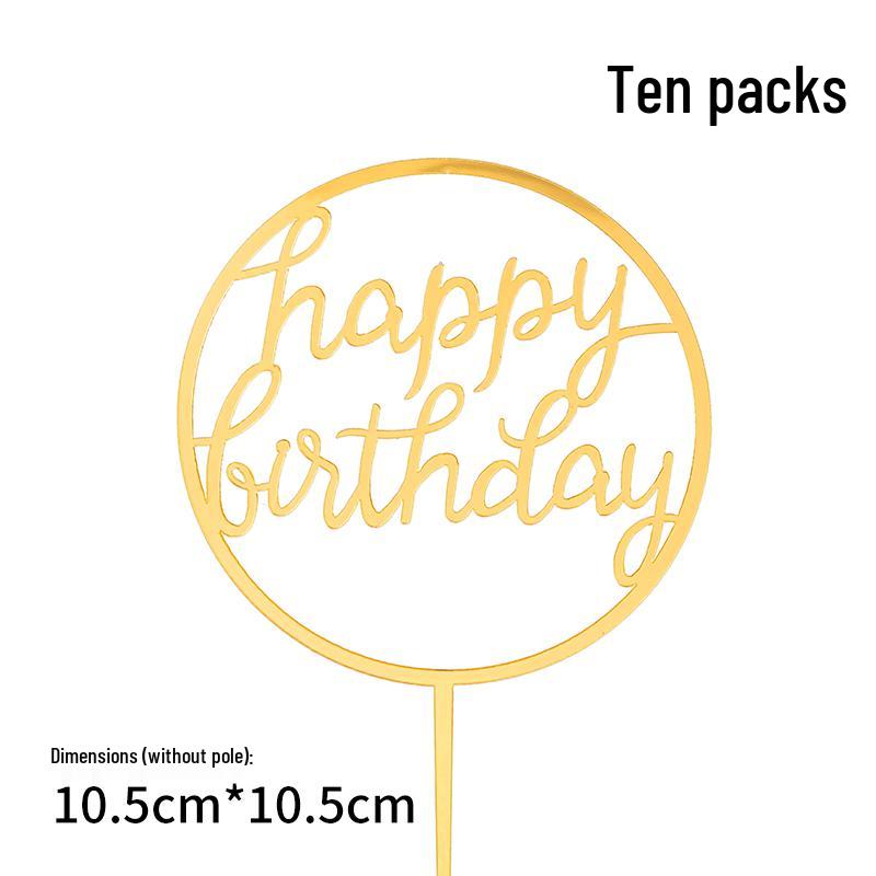 50 Stück Goldene Acryl-Kuchenstecker - Geburtstag, Festival, Muttertagsfeier