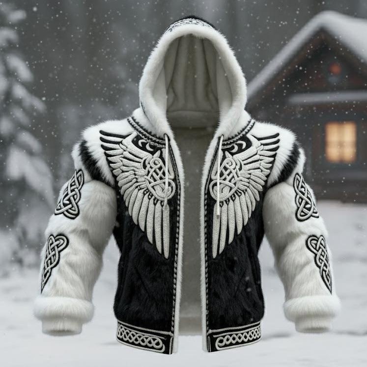 Men's 3D Print Flannel Hooded Zipper Cardigan: Winter Warm Fashion Sweatshirt