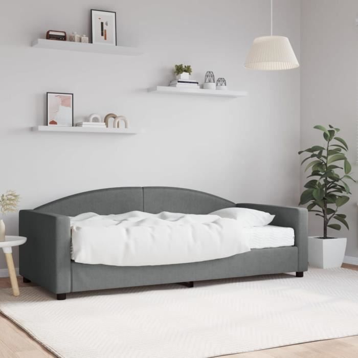 VidaXL Daybed with Mattress Dark Grey 90x190 Cm Fabric 3197181