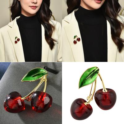 Pastoral Cherry Brooch Pin Metal Fashion Accessory Delicate Brooch Suitable for Women Upgrading Elegances and Delicate