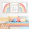 Colourful Rainbow Raindrop Play All Day Posters Prints Canvas Painting Nursery Wall Art Pictures Girls Room Home Decor