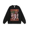 Unisex Vintage Washed Cotton Long Sleeve Tee Oversized Fit Streetwear Graphic Print Round Neck