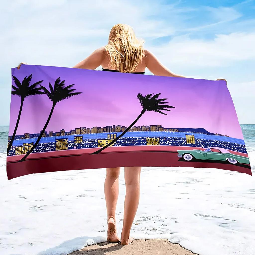Retro Poster Microfiber Beach Towels Bath Towels Quick Dry Pool Towels Sand Free Beach Blanket for Travel Camping Vacation