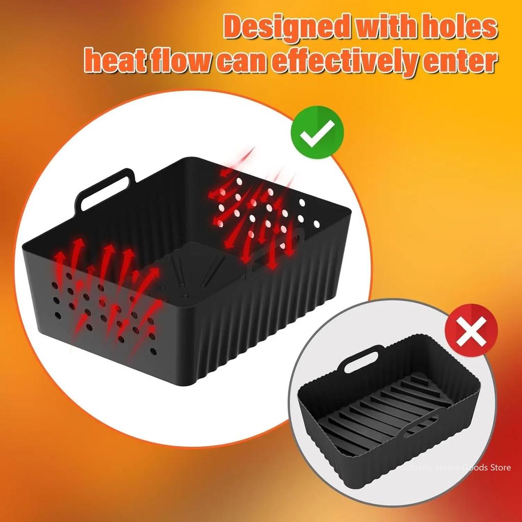 Silikonowe wkładki do frytkownicy beztłuszczowej wielokrotnego użytku dla Ninja SL400/SL401 Wentylowana nieprzywierająca konstrukcja Wielofunkcyjne do frytek, kurczaka, chleba, pieczenia