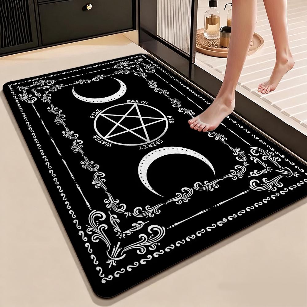 Five Elements Pentacle Double Moons Rectangular Rug Soft Texture Nonslip Carpet For Kids Bedroom Play Area Home Party Decor Holiday Gift