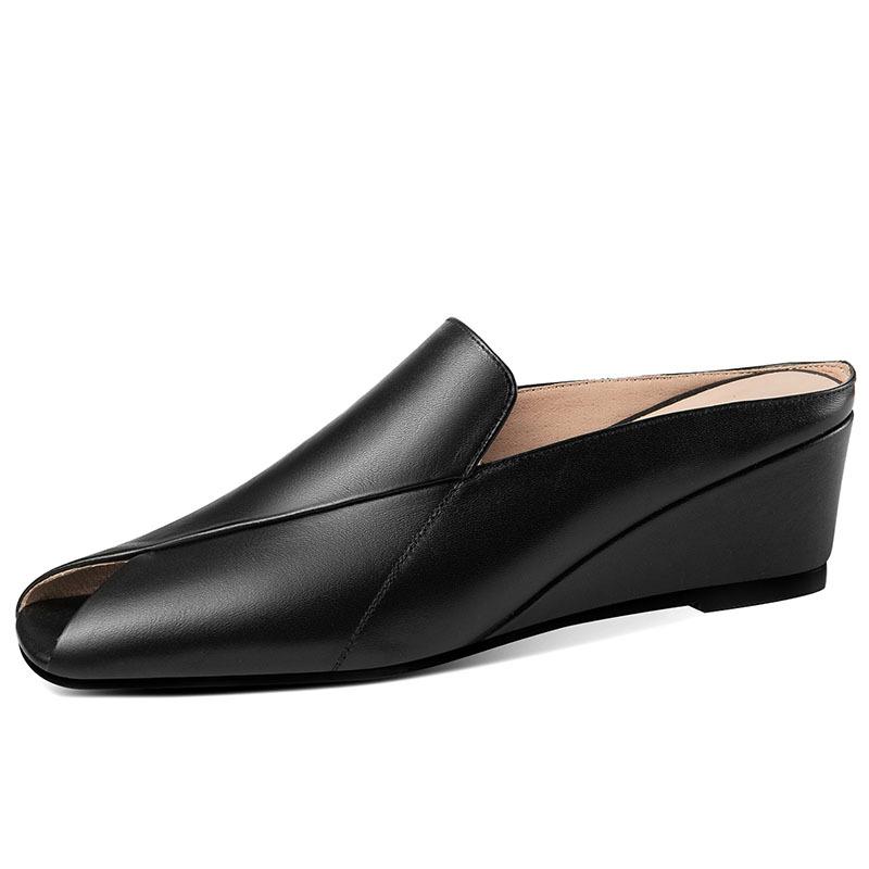 Fish mouth wearing slippers women 2025 summer new slope heel lazy drag fashionable and comfortable sandals women s shoes 34 4185₽