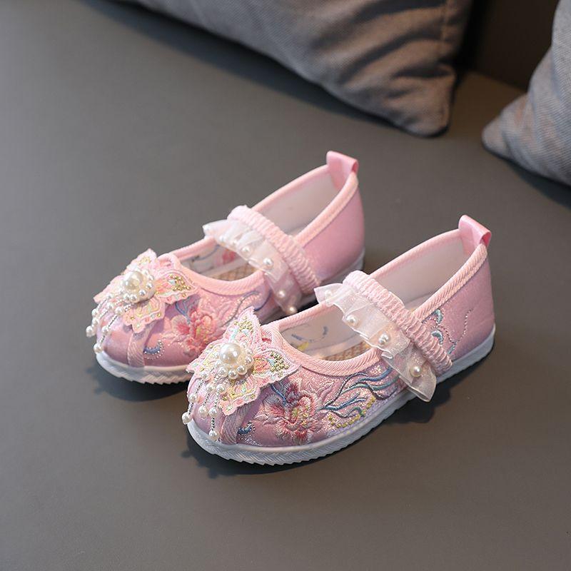 New girls embroidered shoes children's ancient shoes baby handmade cloth shoes Hanfu shoes performance shoes