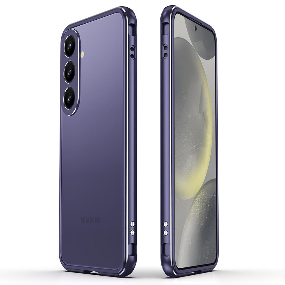 Para Samsung Galaxy S24+ Capa Bumper Estrutura de Metal Design Sem Traseira Capa de Telefone com Protetor de Lente da Câmera