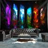 Fantasy Cave Tapestry, Colorful Light Portals In Rock Formations, Mystical Landscape Wall Art For Home Dorm Background
