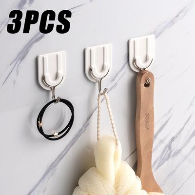 3PCS Self Adhesive Wall Hook Strong Without Drilling Coat Bag Bathroom Door Kitchen Towel Hanger Hooks Home Storage Accessories