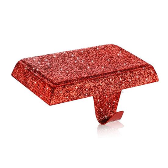 Glitter Christmas Stocking Holder Xmas Stocking Hanging Hook Heavy Duty Metal Stocking Hanger for Mantle Shelf Fireplace Stair Holiday Party Decor