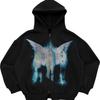 Y2K dark cross-border personality street loose pocket women's top sports zipper cardigan goth hoodie cardigan