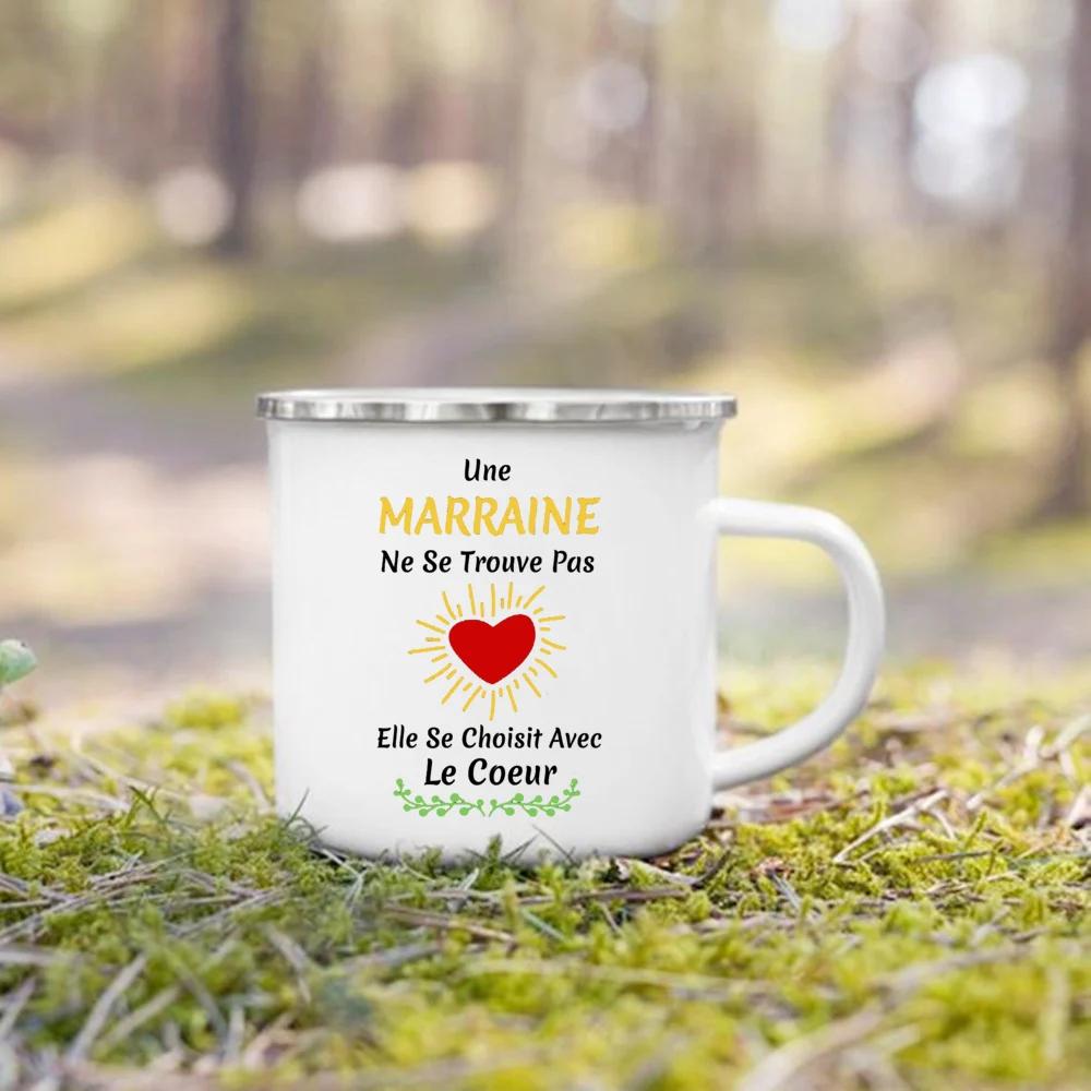 Marraine Request Cups Would You Be My Godmother French Print Enamel Mugs Drink Milk Coffee Cup Camping Mug Best Gift Fo Marraine