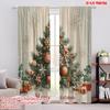 2pcs,2D Plane Printing Curtains&Window Treatment Christmas Tree (2) Versatile Polyester Fabric (without Rod) Decorations Inside