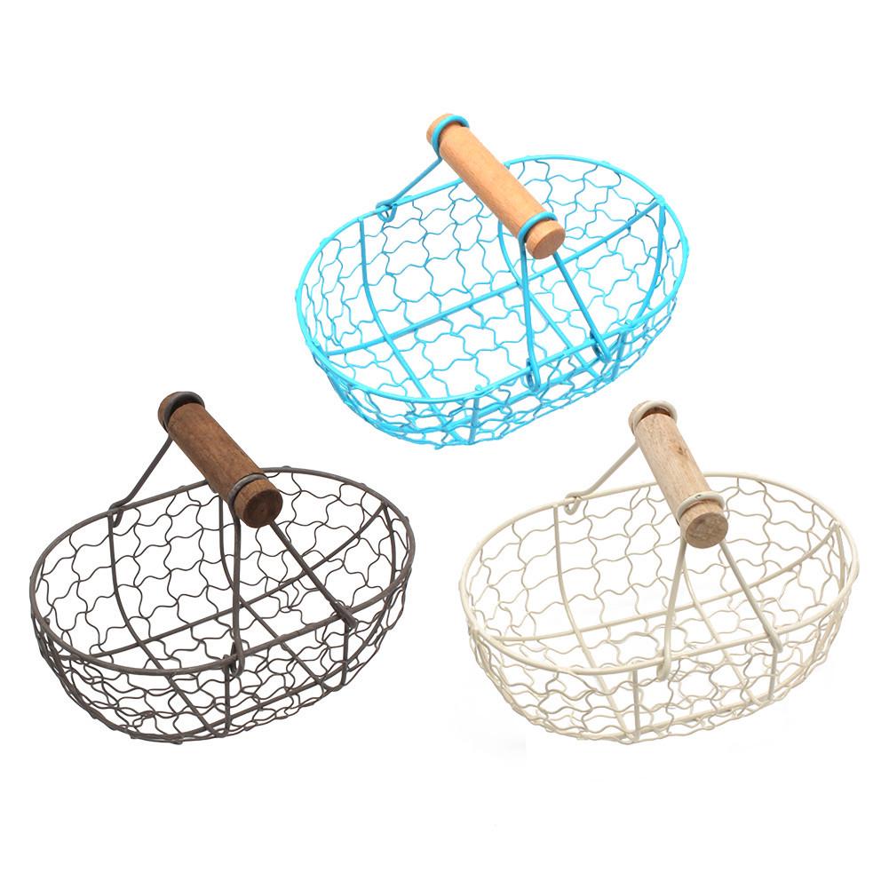 Small Wrought Iron Handle Picnic Basket for Picnics and Storage