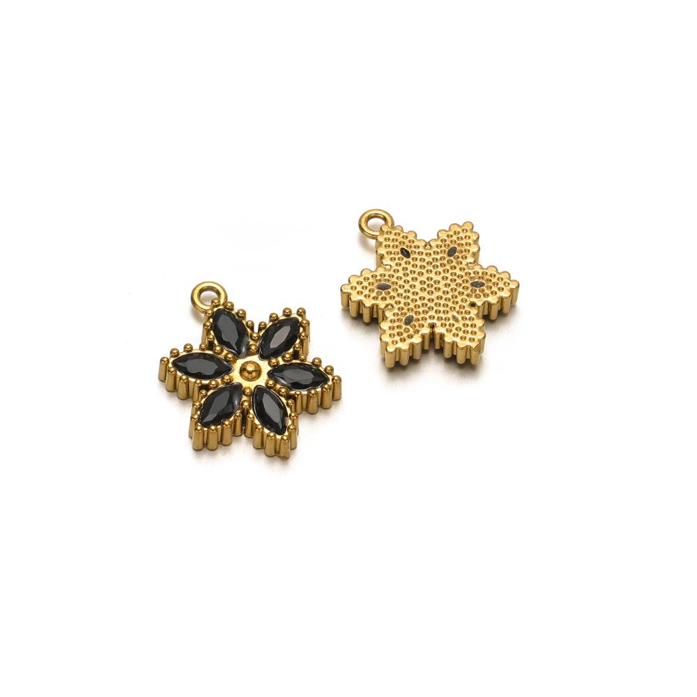 5pcs Stainless Steel Star Snowflake Zirconia Flower Charms for DIY Jewelry Findings Necklace Pendants Bracelet Earrings Making