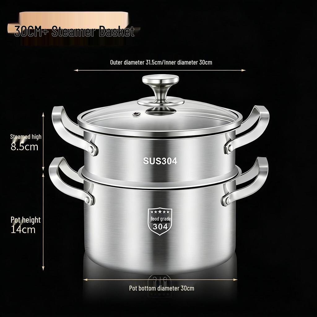 316L Stainless Steel Soup Pot with Handles - Non-Stick for Steaming, Cooking, and Stewing On Induction Cookers