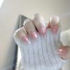 2026 New Year Hand-Painted Snowflake Nude Cat Eye Brightening Manicure Nails