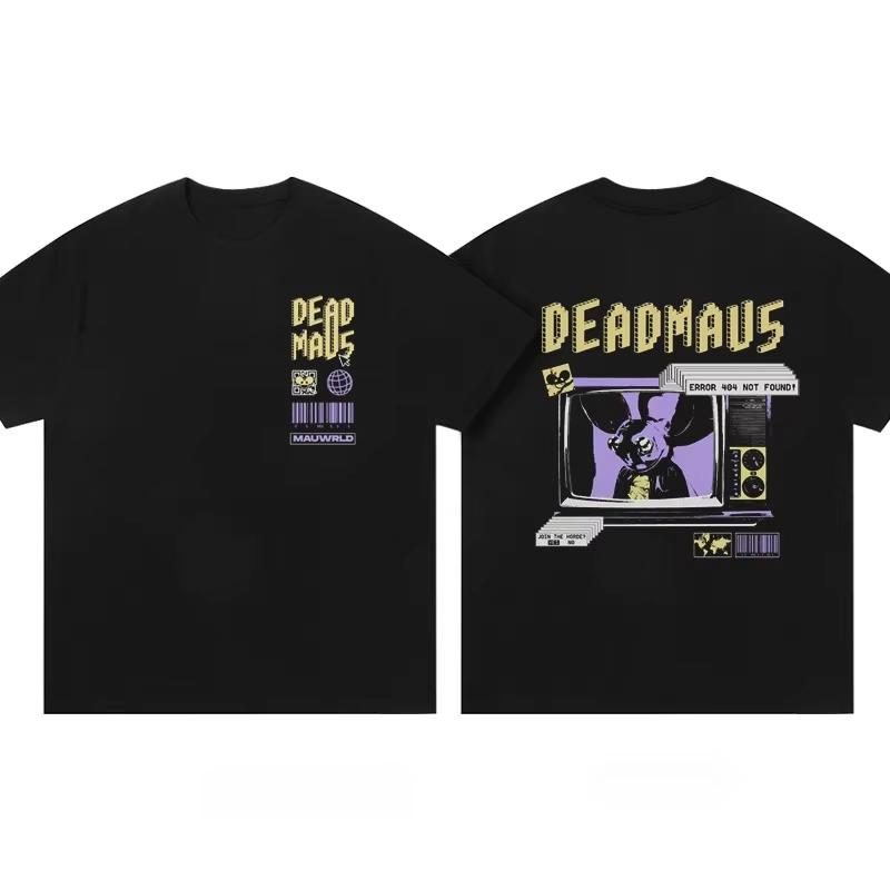 

2025 Deadmau5 Электронная мышь Хлопковая футболка Унисекс Мужская Женская Летняя с коротким рукавом Модная брендовая футболка Роскошная Повседневная Y2k+ Топы S