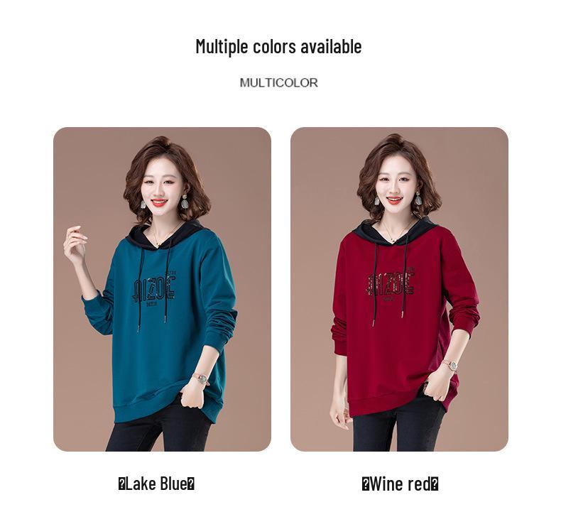 Plus Size Hooded Sweatshirt for Women: 2025 Spring & Autumn Fashion for Middle-Aged Moms
