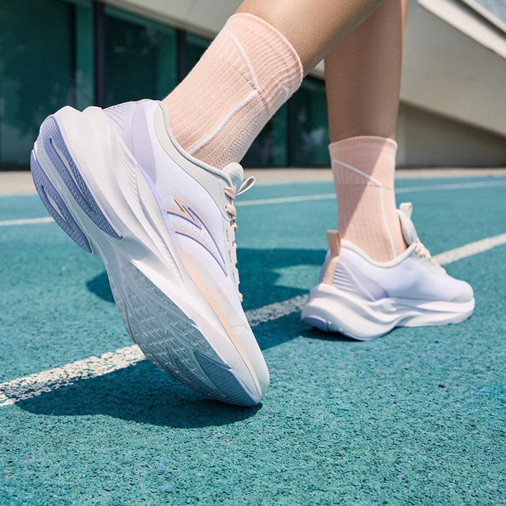 Anta Intercity Comfortable Outdoor Shock Absorbing Wear Resistant Low Top Casual Running Shoes Women Sneaker Gray White Purple 122445507-3