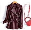 Herbstmode Westernstil Leder Windbreaker Jacke Taillenbetonend Lässig Lederjacke Oberteil