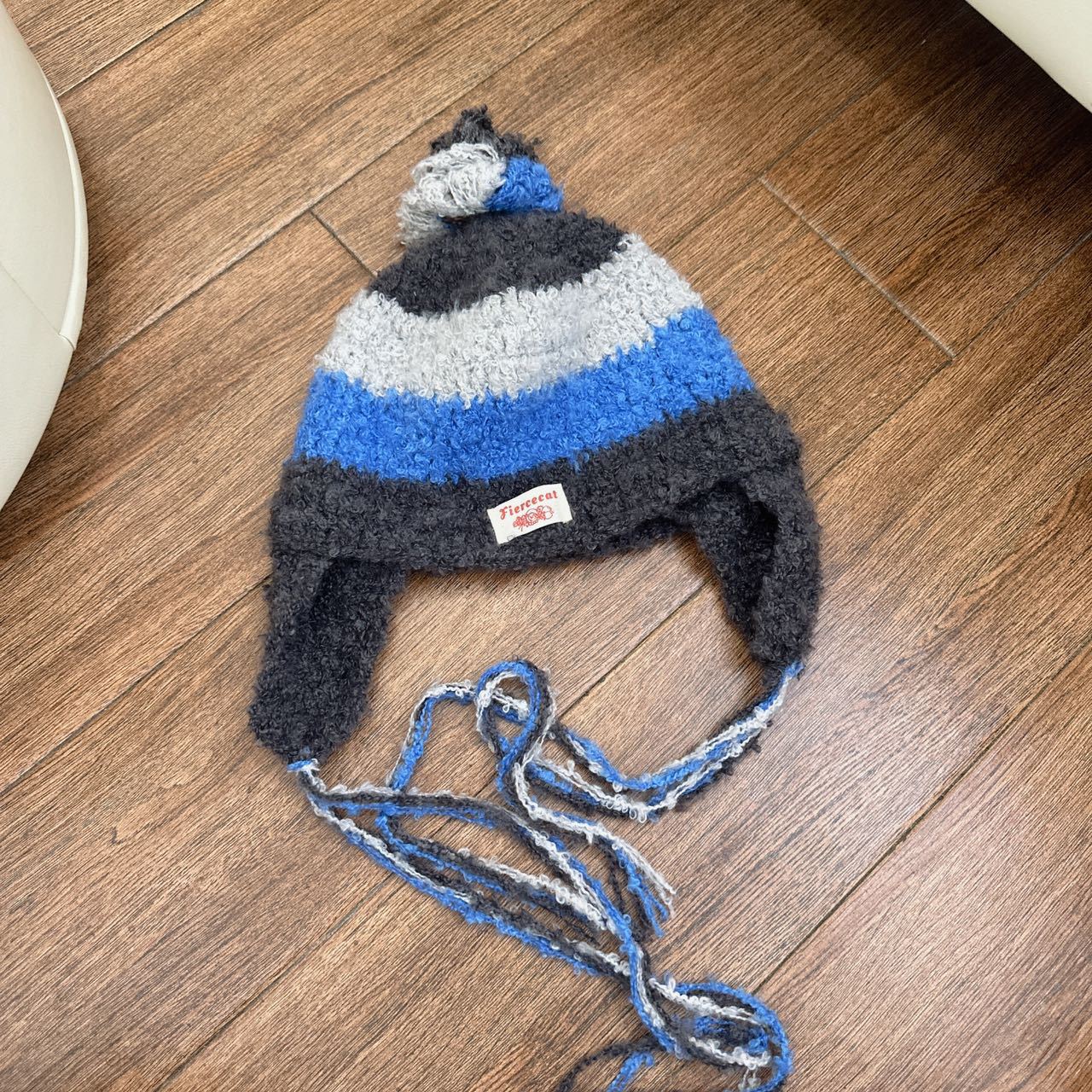 

Simple versatile wool hat trendy color lace-up Lei Feng hat showing face small hand hook knitted ear protection hat M（56-58cm）