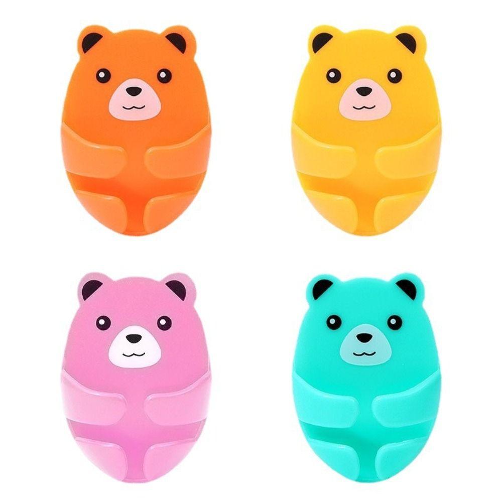 4Pcs Strong Adhesive Power Plug Holder Plastic Hug Bear Hook Bear Plug Bracket  Kitchen