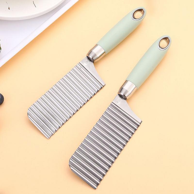 Stainless Steel Crinkle Fry Cutter Dough Vegetable Fruit Crinkle Wavy Slicer Knife Potato Cutter Chopper French Fry Maker Tools