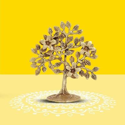 Pure Brass Tree for Home Decor Brass Decorative Items for Living Room Yellow Antique Finish
