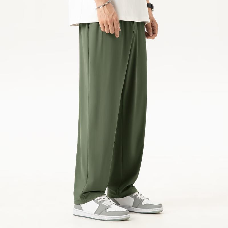 Fingercroxx Men's Ice Silk Cropped Straight-Leg Pants