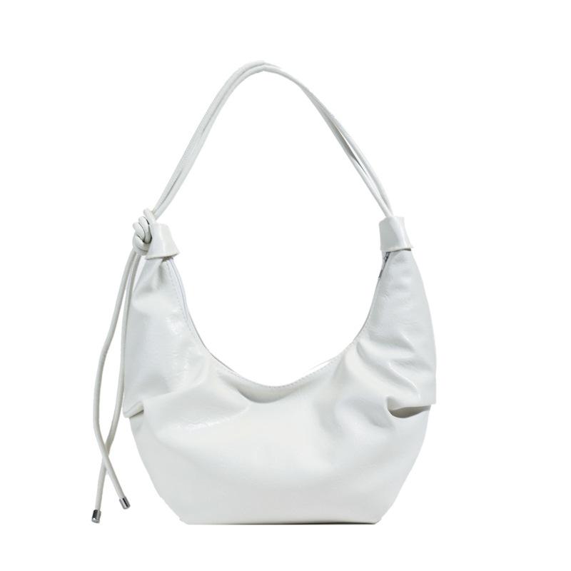 Pu single shoulder women's bag Maillard style retro soft surface dumpling bag spring new fashion pleated underarm bag women