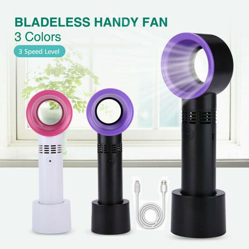 Nou ventilator portabil de vară fără lame Mini răcitor fără frunze Ventilator la îndemână cu 3 viteze Ventilator de răcire reîncărcabil prin USB pentru călătorii în aer liber, birou