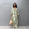 Cotton Drawstring Holiday Beach Dress Women's Sunscreen Loose Large Size Long Dress Bikini Overcoat