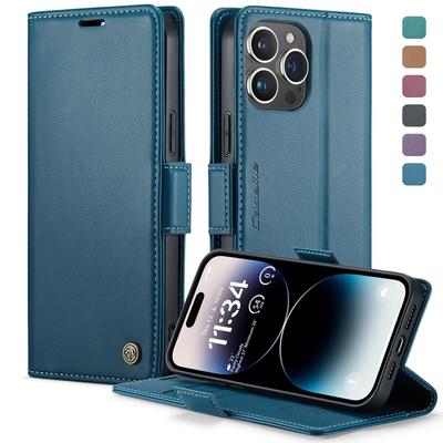 CaseMe-023 For iPhone 13/14/15/16/16e/17e /17 Pro Max Luxury PU Leather Case Stand Card Holder Wallet Cover Protector Skins Shell