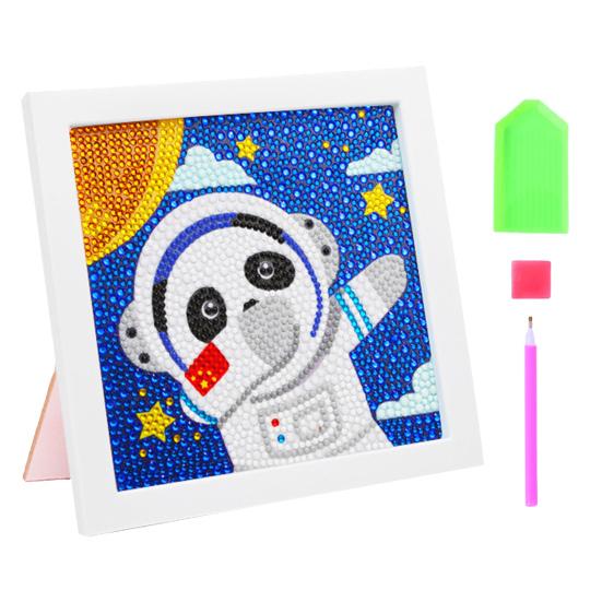 

Полный комплект алмазной живописи с рамкой яркого цвета, сверкающий мультяшный космонавт, сделай сам B