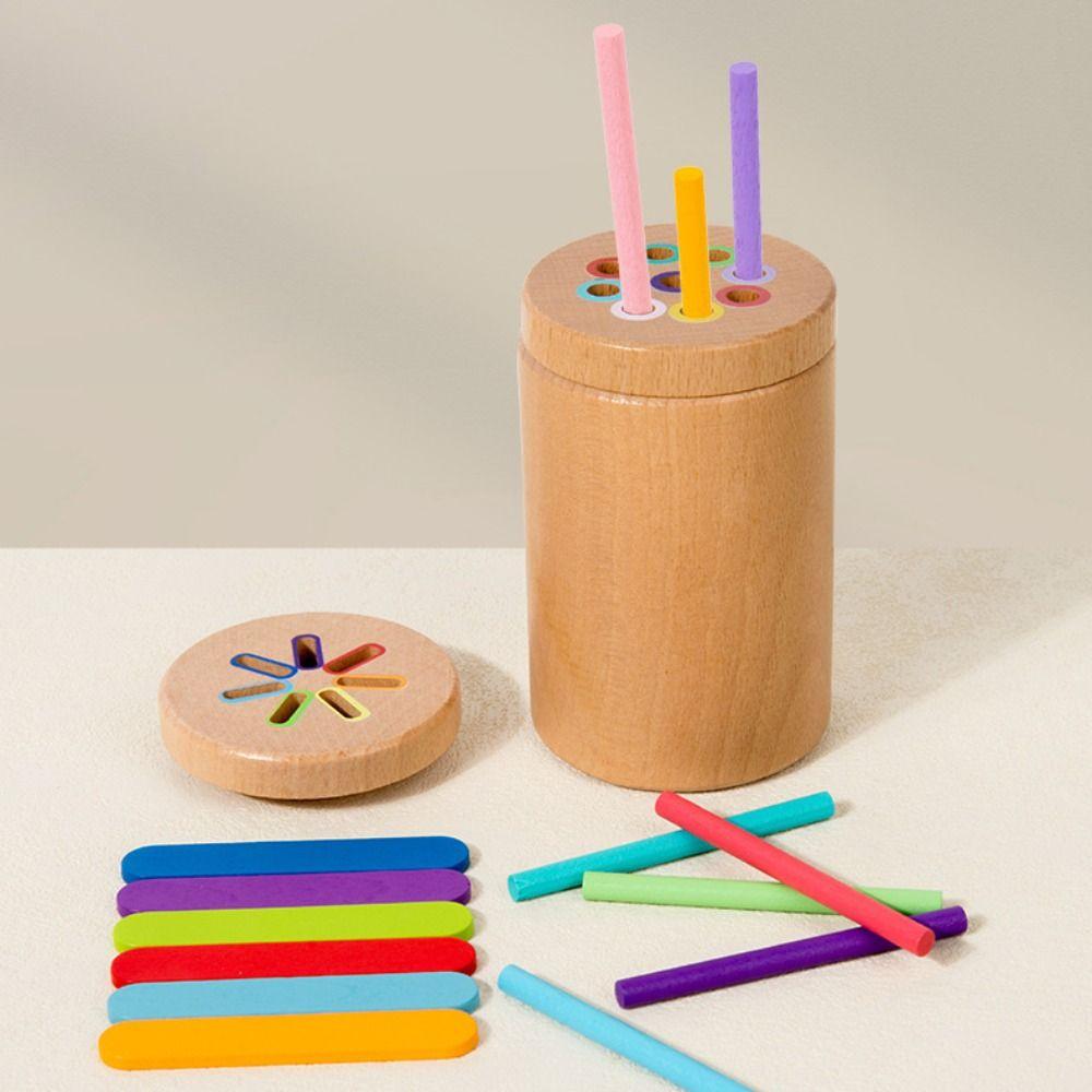 

Colourful Sticks Wooden Stick Board Game Fine Motor Development Learning Color Sorting Toys Boys style A