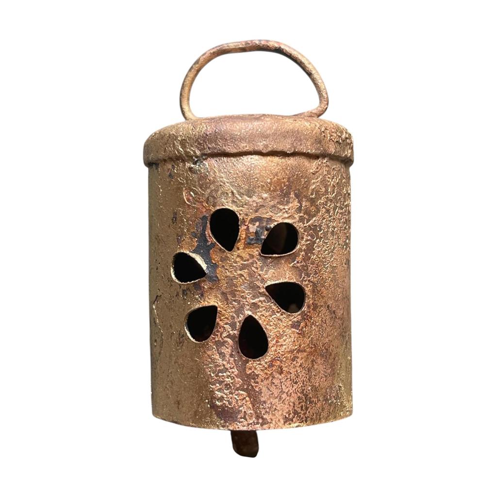 Vintage Hanging Bells Set of 5, Rustic Gold Iron Jingle Bells for Farmhouse Christmas Decor and DIY Craft Projects, 2.3 Inch