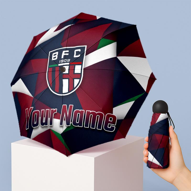 Bologna FC Manual Five Fold 8 Rib Umbrella Support Custom Text, Lightweight Travel Umbrella