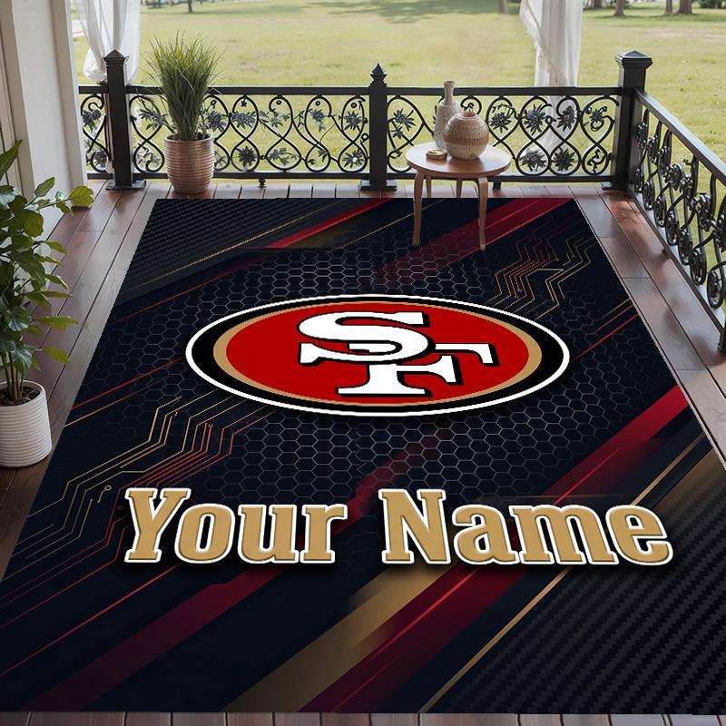 Custom Text Printed Rug San Francisco 49ers Non Slip Floor Carpet For Home Room Decor