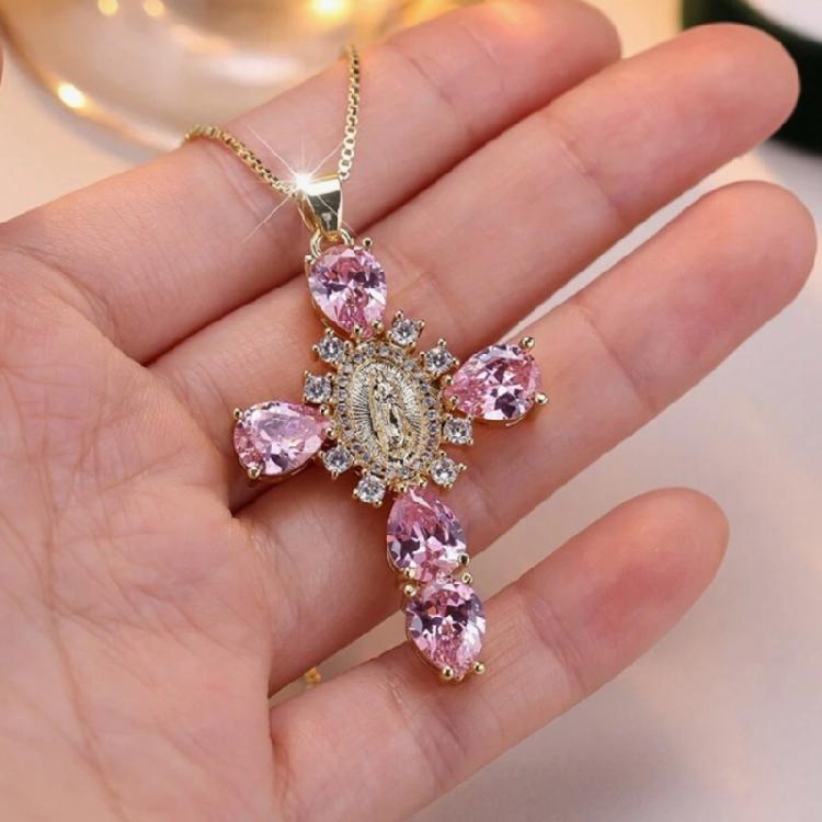 Funkelndes Jungfrau-Kreuz Halskette Verstellbare Jungfrau-Kreuz Halskette Schmuck Personalisierte Halskette Ornament