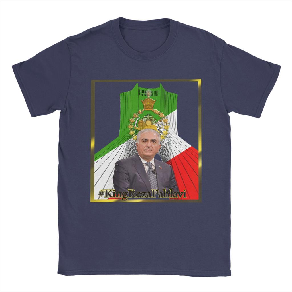 Crown Prince Reza Pahlavi with SHAHYAD TOWER TShirt Unisex Vintage Cotton Tee Shirt O Neck Short Sleeve T Shirt Original Clothing