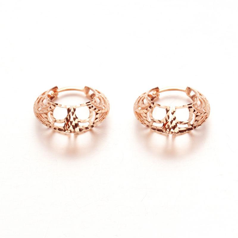 585 Purple Gold Plated 14K Rose Gold Hoop Earrings for Women Fashion Hollow Party Dinner Jewelry for Girlfriend Gift