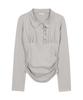 ILLIGO Collared Shirred Top Grey
