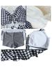 Ladies Fashion Summer Houndstooth Lace Trim Swim Dress One Piece Swimsuit with Boy Shorts Tummy Control Monokini Slimming Swimwear Modest Bathing Suit