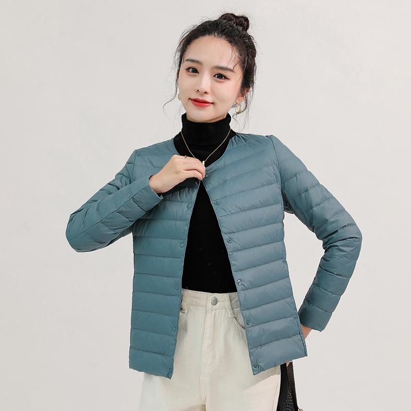 Men's Lightweight Collarless Down Jacket - Autumn/Winter, Plus Size Round Neck White Duck Coat