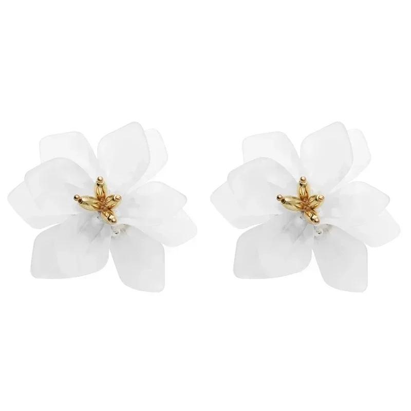 Pendientes Geométricos de Pétalos de Flores Coreanos Pendientes de Corazón para Niña Exagerados y a la Moda con Pendientes Dulces y de Alta Gama